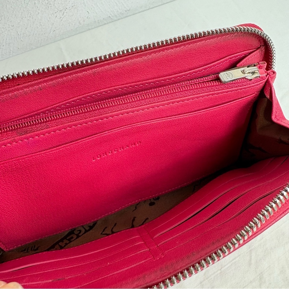 LONGCHAMP Pink Leather Bifold Wallet * flaws* - Picture 10 of 16